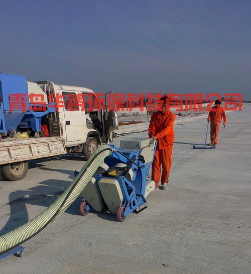 混凝土拋丸處理，橋面施工現場