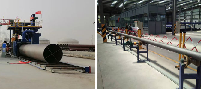 鋼管外壁拋丸除銹機施工現(xiàn)場圖 鋼管外壁拋丸除銹機施工現(xiàn)場圖